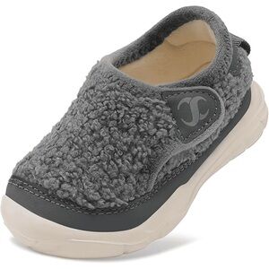 Barerun Toddler Slippers: Sherpa Barefoot Non-Slip Shoes | Grey | Size 5.5